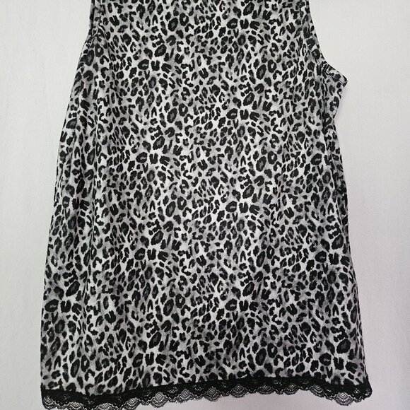 Nanette Lepore Leopard Print Lace Trimmed Tank Top M - Picture 6 of 7